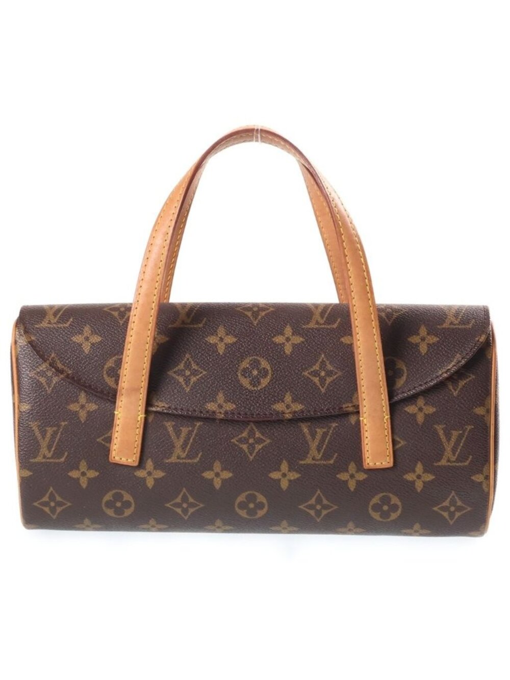 Louis Vuitton Monogram Sonatine Handbag Brown Leather Gold